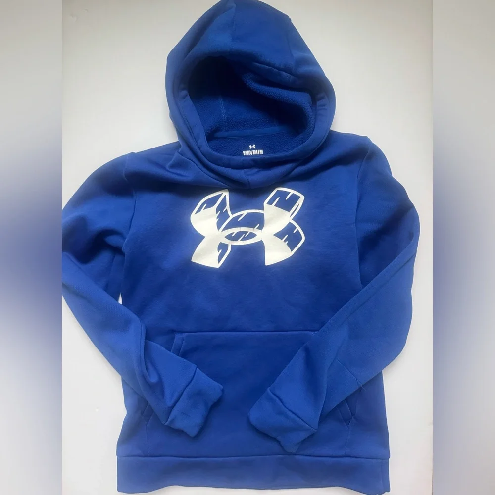 Under Armour Boys Fleece graphic logo  Hoodie Royal Blue/White, medium